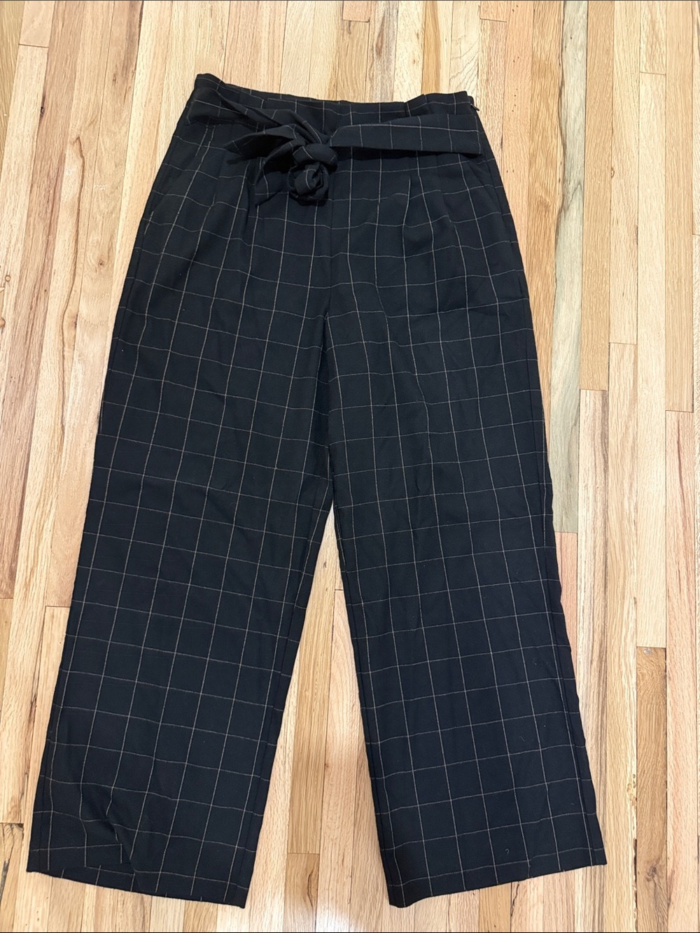 1. State Black Windowpane Tie-Waist Wide-Leg Pants